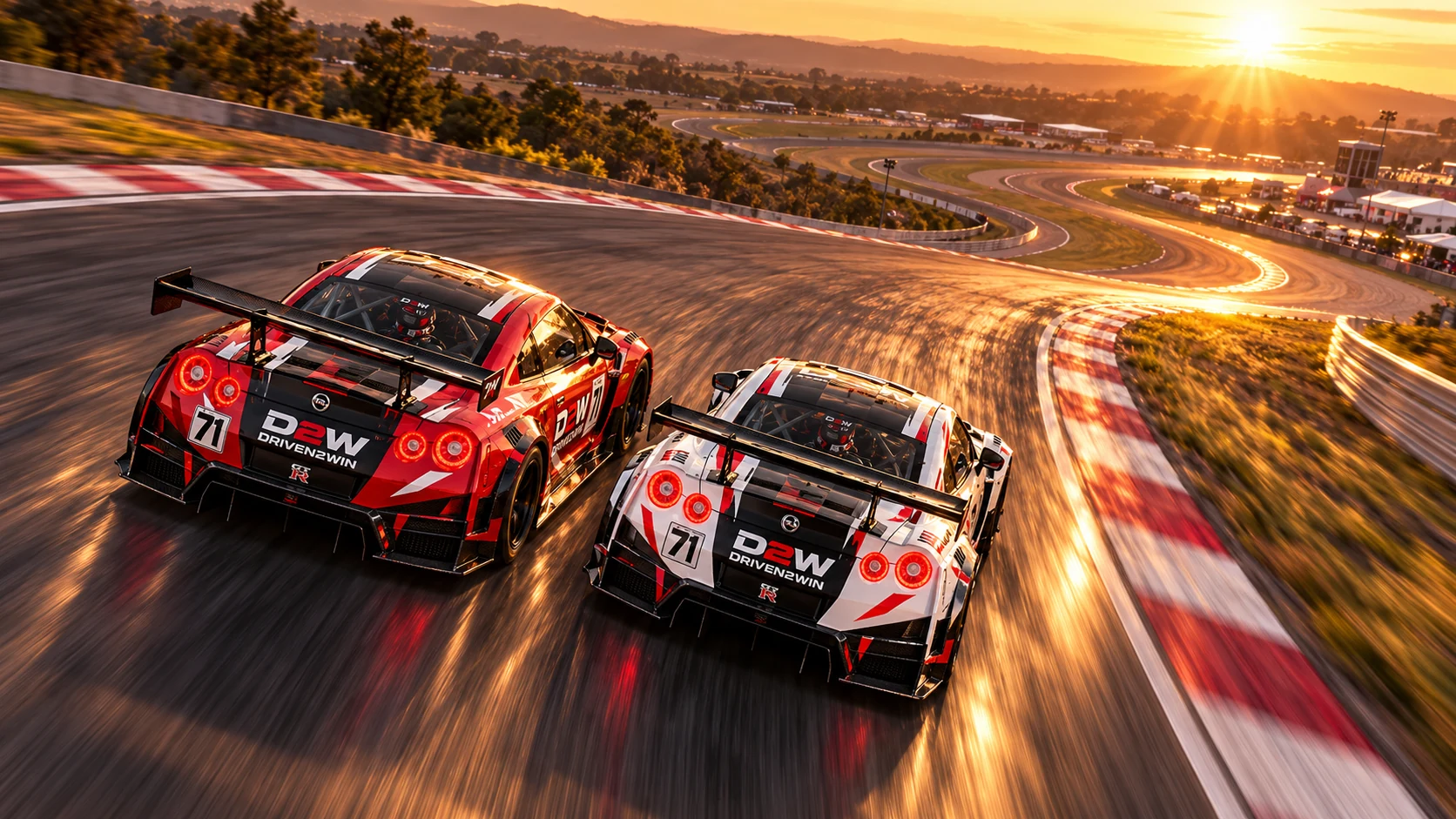 Driven 2 Win concept race cars at the circuit